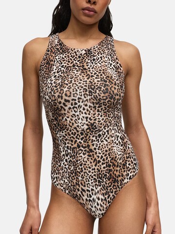 Body modelant 'Crew Neck Bodysuit String' cfab (formerly creamy fabrics) en marron