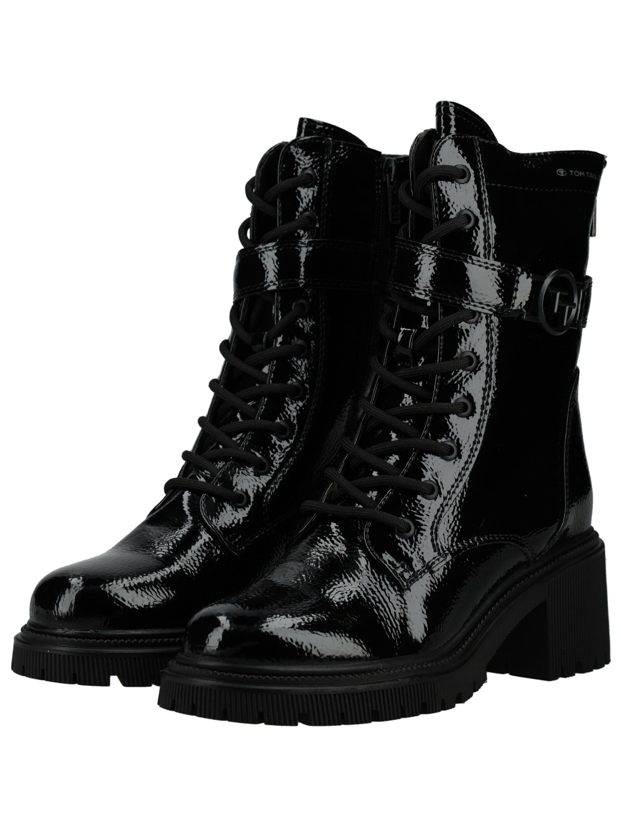 TOM TAILOR Schnürstiefelette in Schwarz