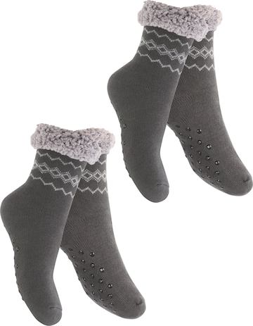 footstar Socken 'Haussocken' in Grau: Vorderseite