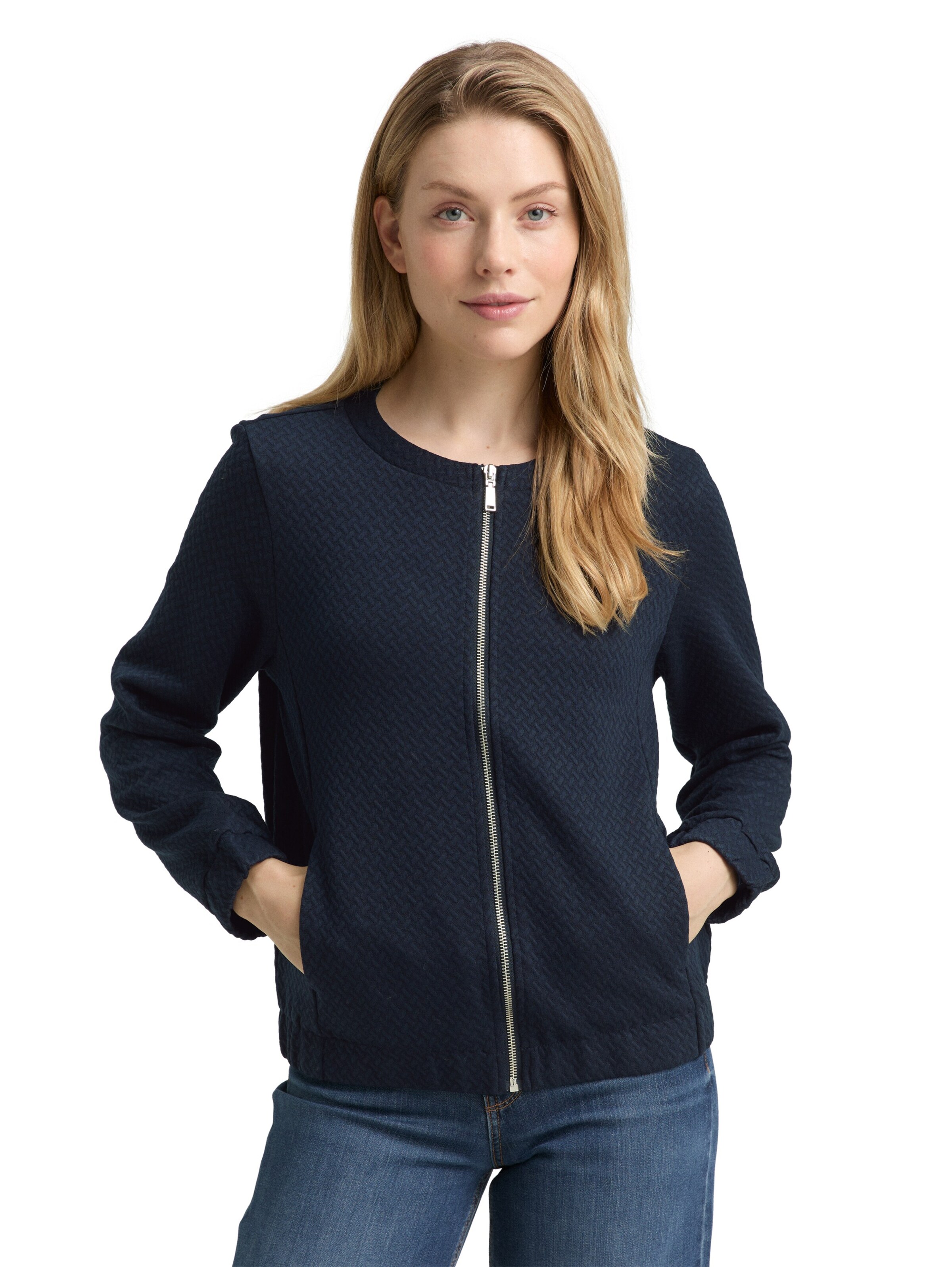 TOM TAILOR Sweat jacket in Blue: front