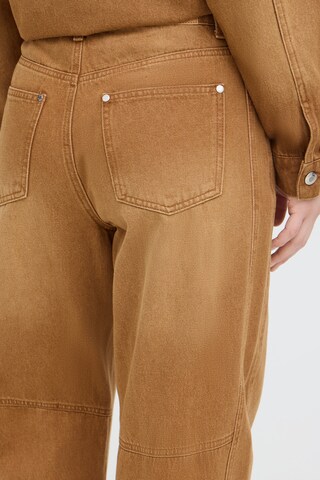 Pulz Barrel Jeans in Brown