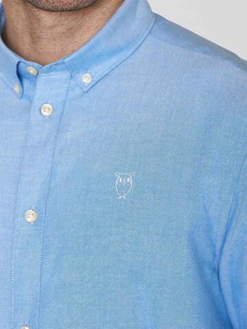 KnowledgeCotton Apparel Regular fit Button Up Shirt 'HARALD' in Blue