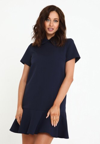 Awesome Apparel Shirt Dress in Blue: front