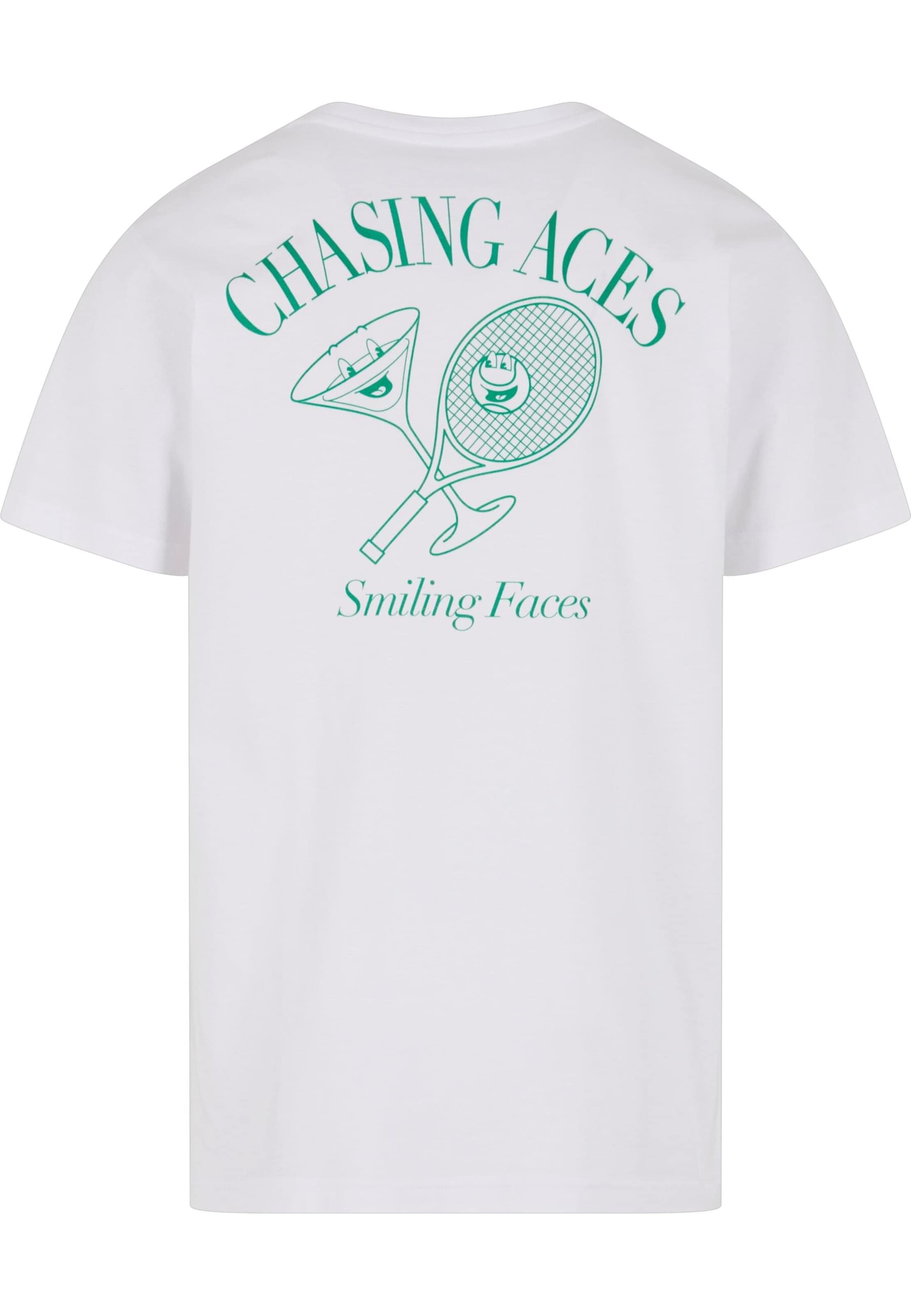 T-Shirt 'Chasing Aces Smiling Faces' Mister Tee en blanc