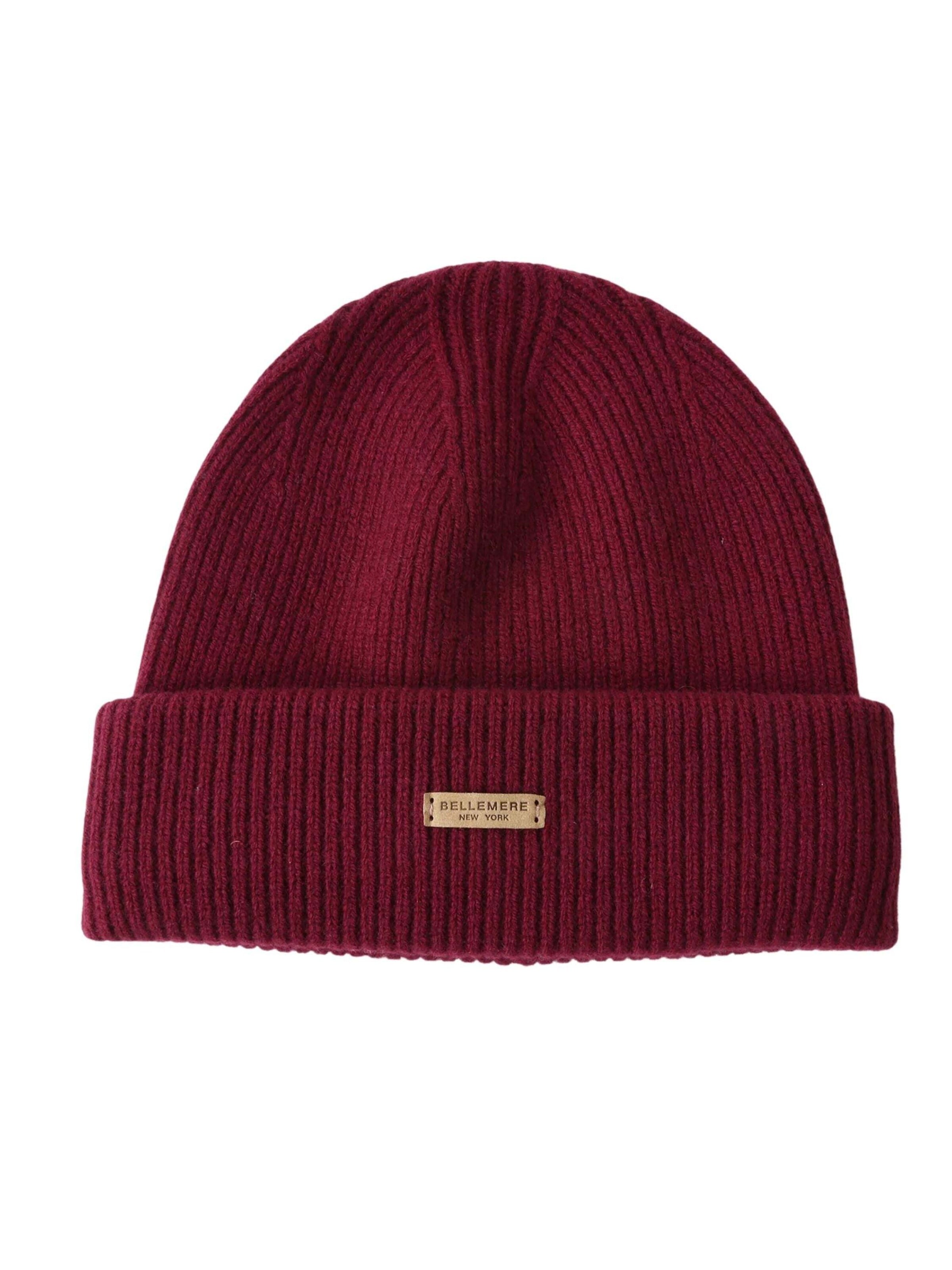 BELLEMERE NEW YORK Beanie 'Gerippte Lammwollmütze' in Red: front