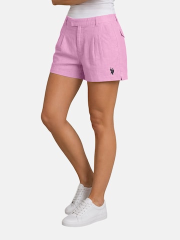 U.S. POLO ASSN. Regular Bandplooibroek in Roze: voorkant