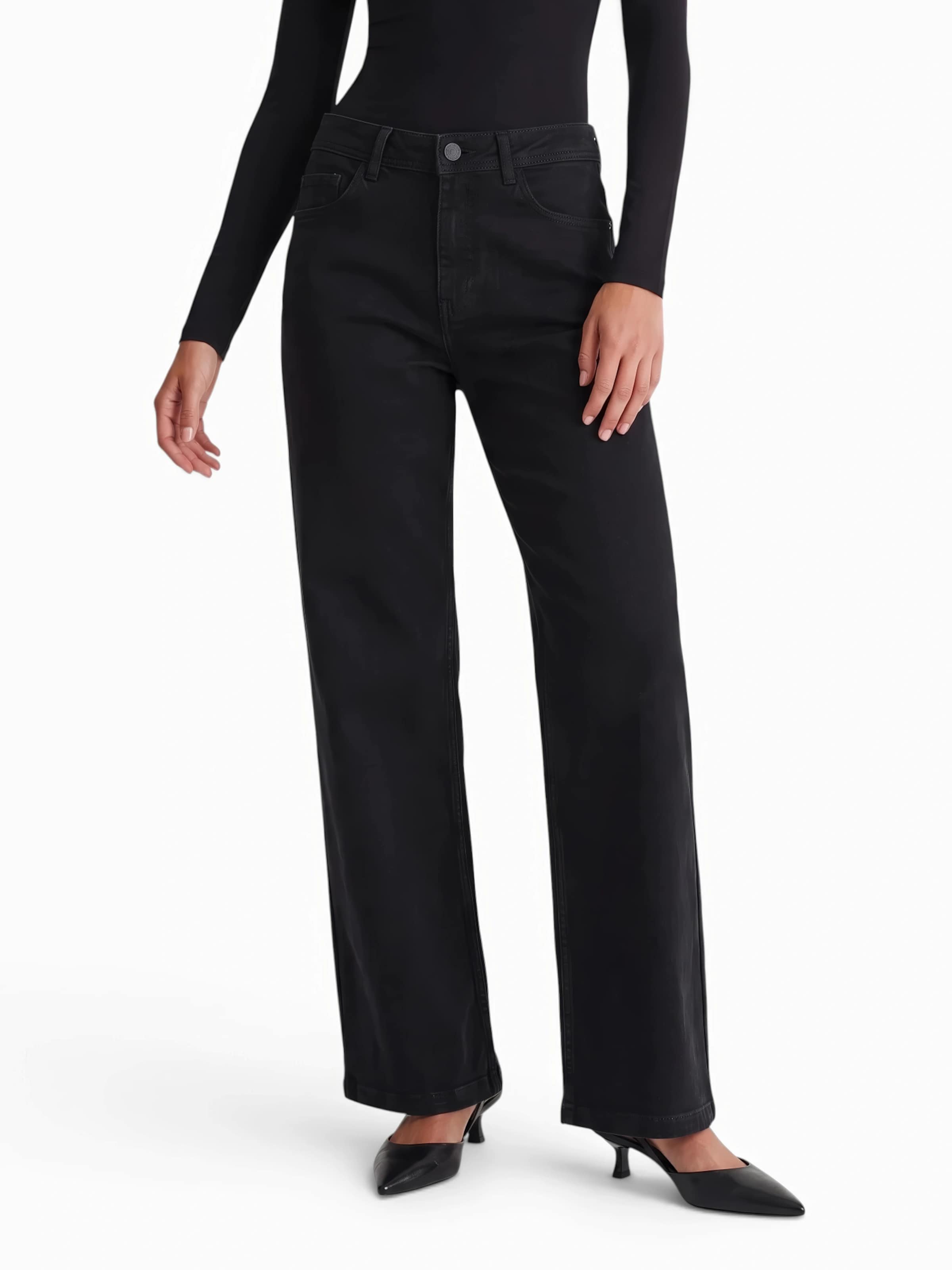 MOS MOSH Wide Leg Jeans 'MMDara Deluxe' i sort