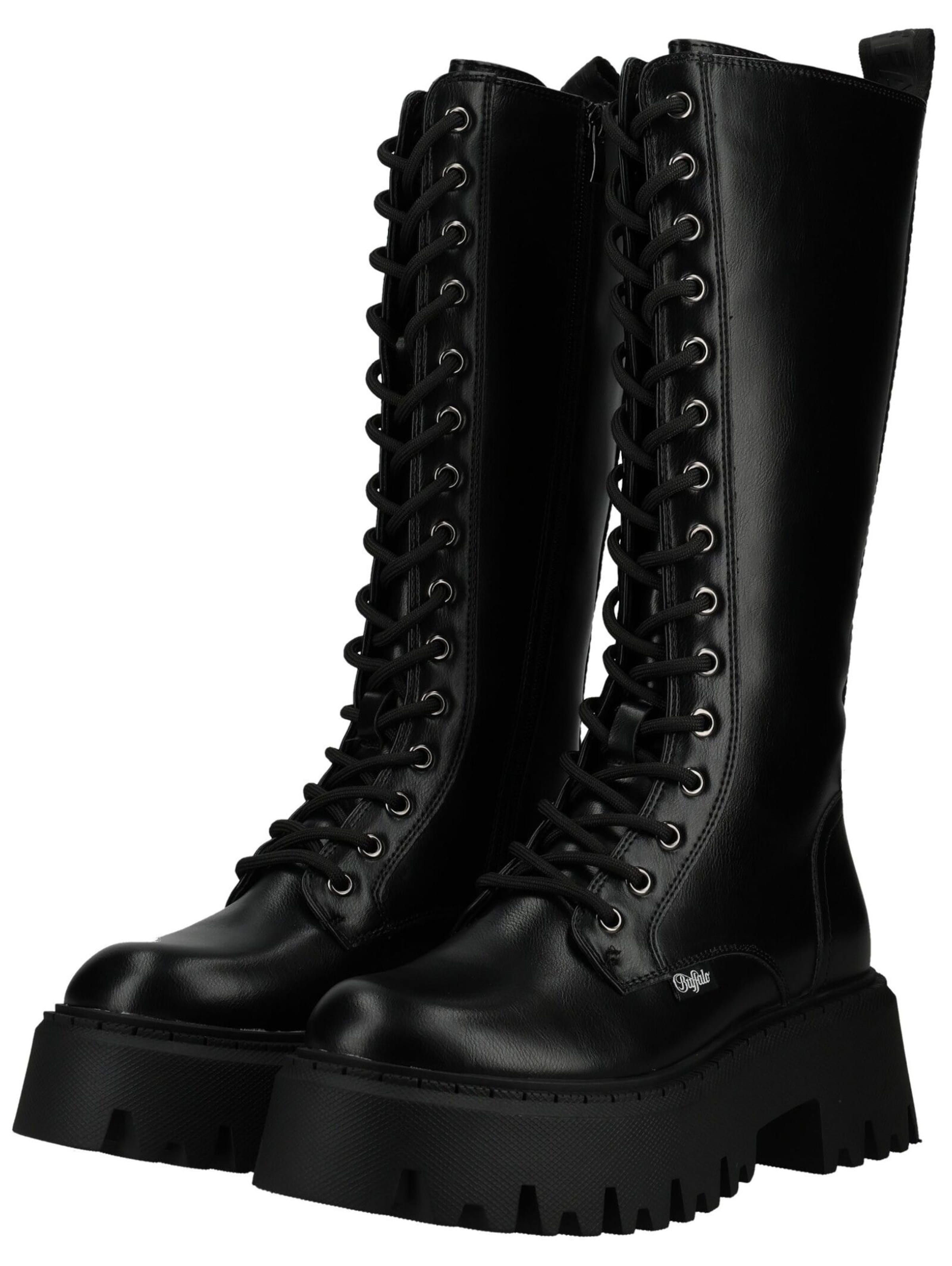 BUFFALO Schnürstiefel in Schwarz