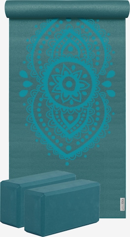 YOGISTAR.COM Yoga-set Starter Edition - Ajna Chakra (yogamatte + 2 Yogablöcke) in Blau: predná strana