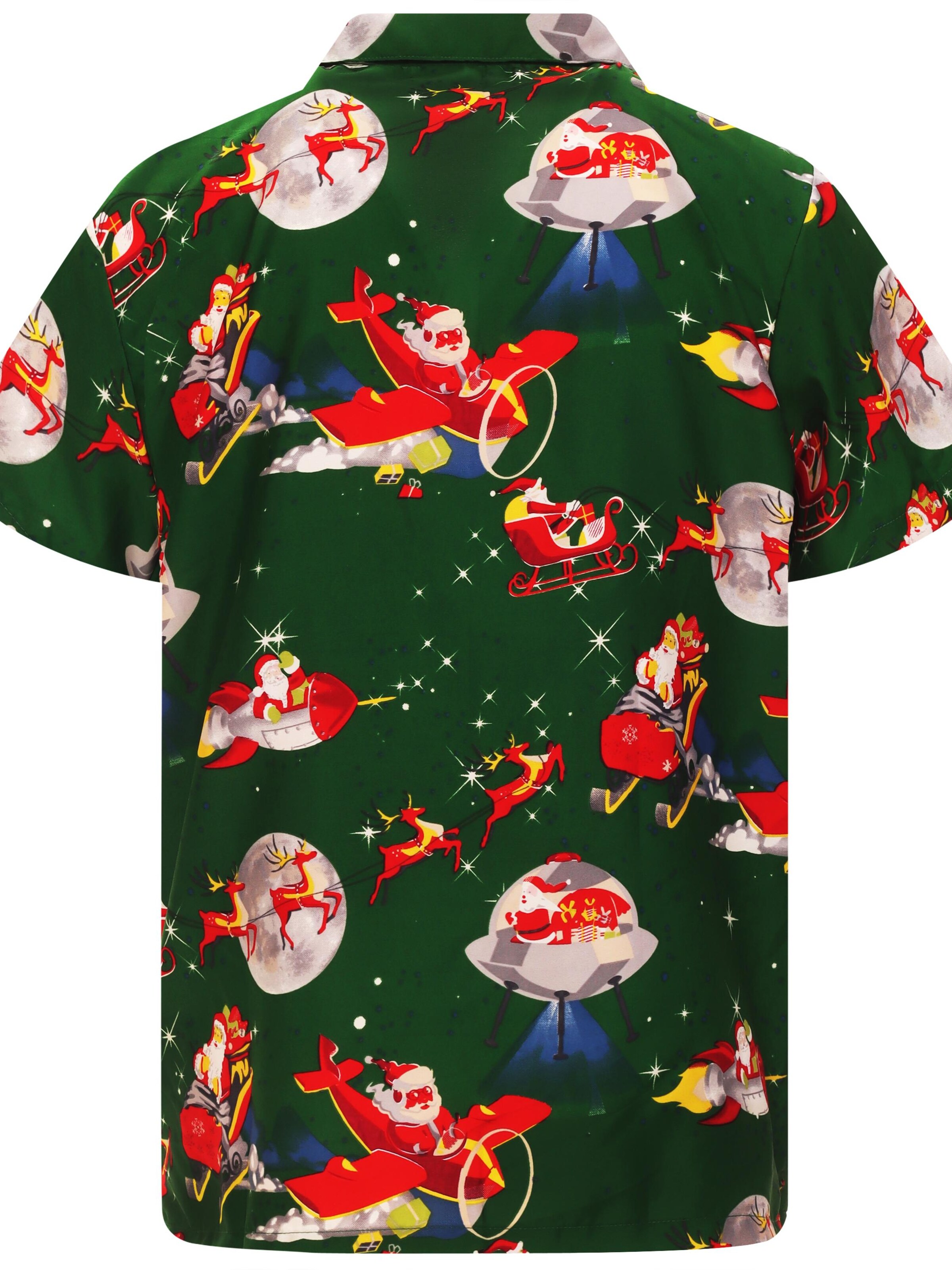 King Kameha Regular Fit Hemd 'Christmas Space Santa'‌ in Grün
