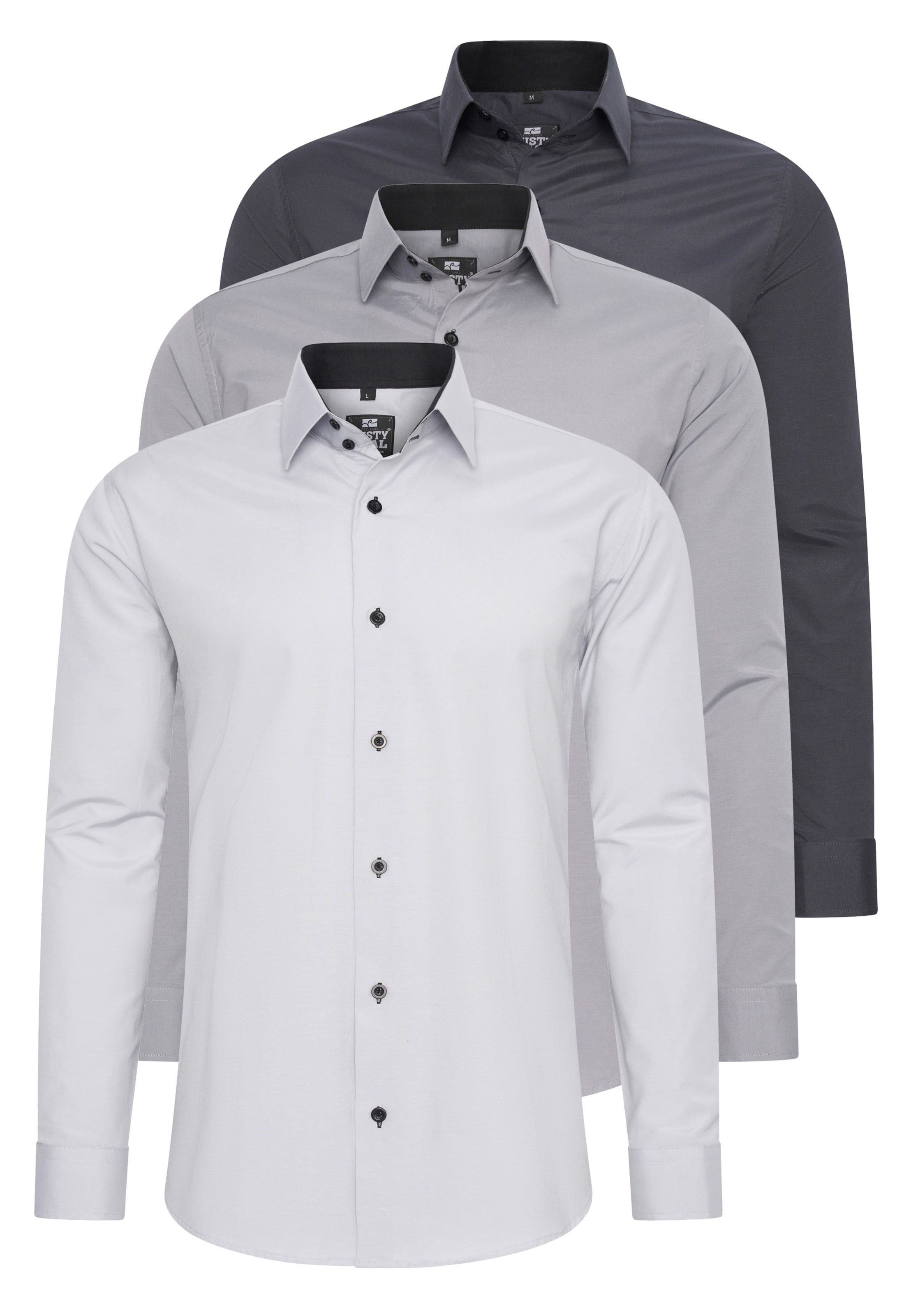 Rusty Neal Slim Fit Hemd in Grau: Vorderseite