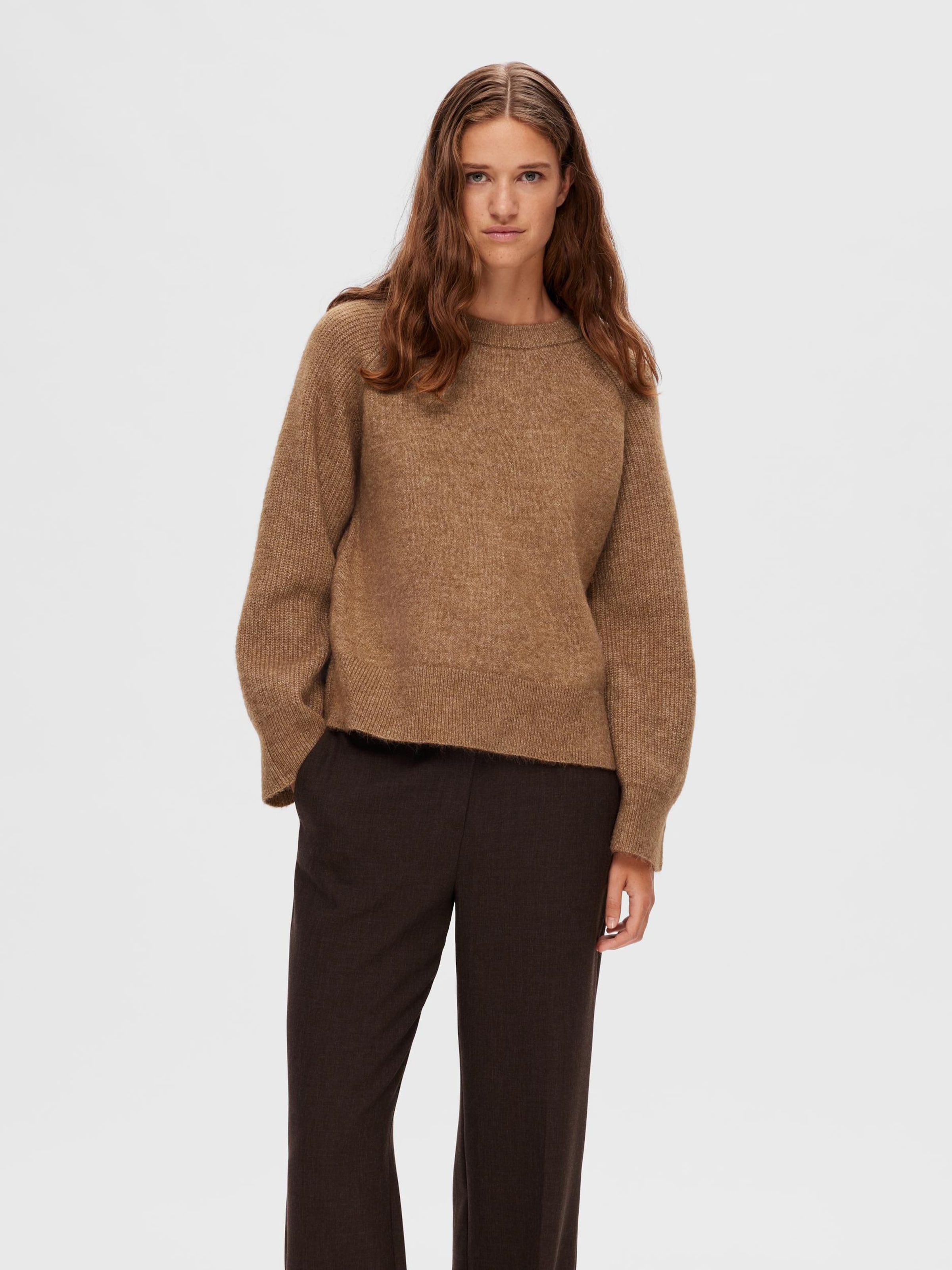 SELECTED FEMME Sweater RENA in Brown ABOUT YOU