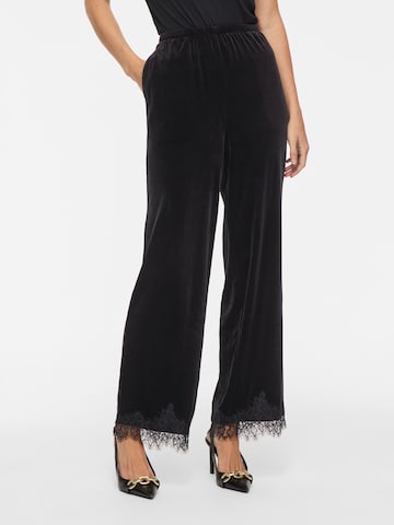 VILA Wide leg Pants 'VIALINDRA' in Black: front