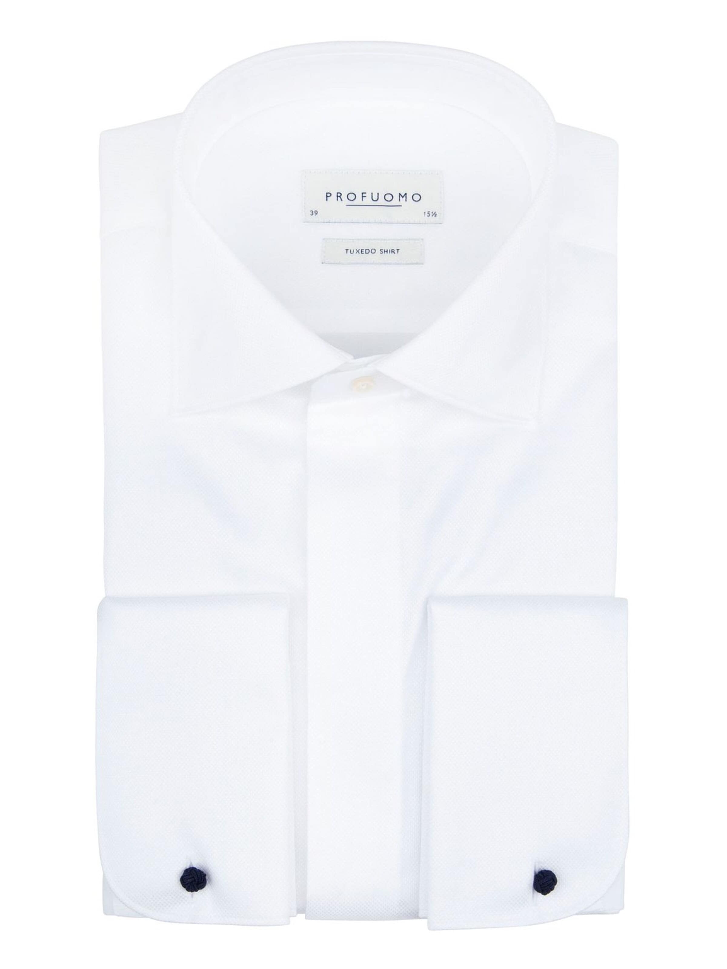 Profuomo Slim fit Overhemd in Wit: voorkant