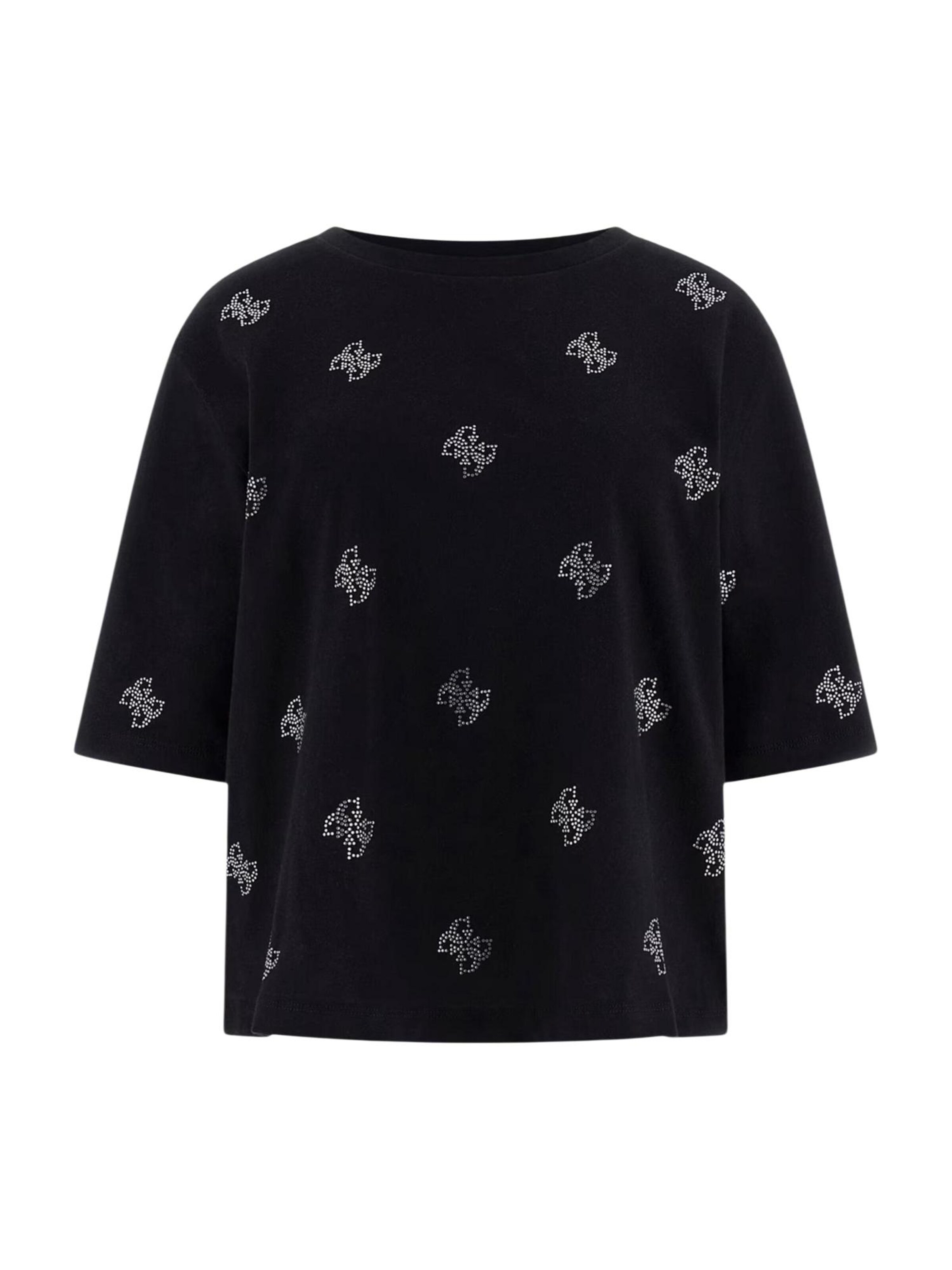 Top 'SILVY 4G SS CN T-SHIRT V6GI18 K2985' di GUESS in nero