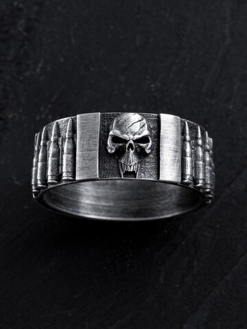 REYTEL Ring 'BULLETS OF RETRIBUTION - SKULL' in Zilver