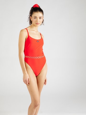 Calvin Klein Swimwear Bralette Swimsuit in Red: front