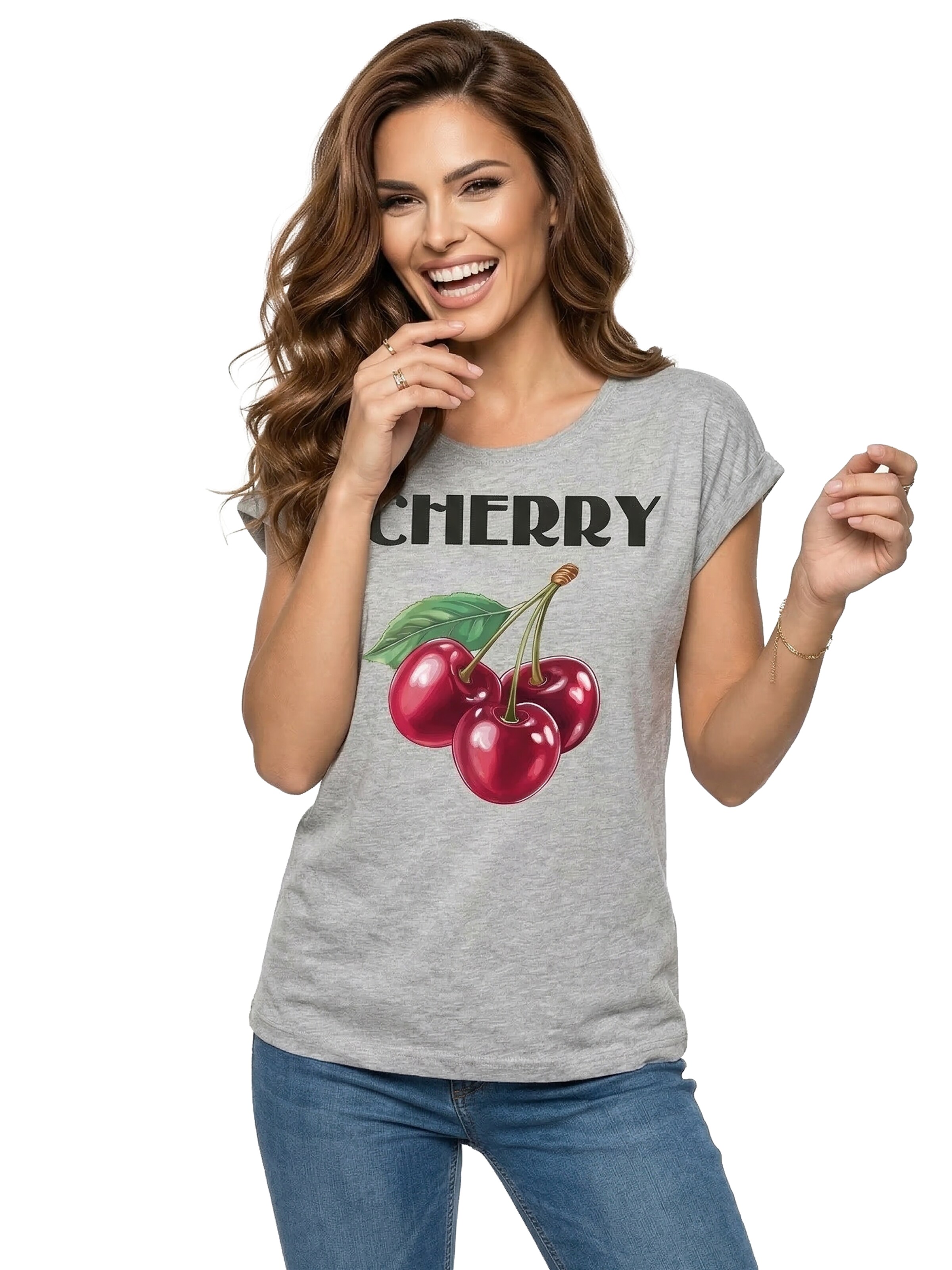 MAKAYA Shirt 'Cherry'‌‌‌‌‌‌‌‌ in Grau