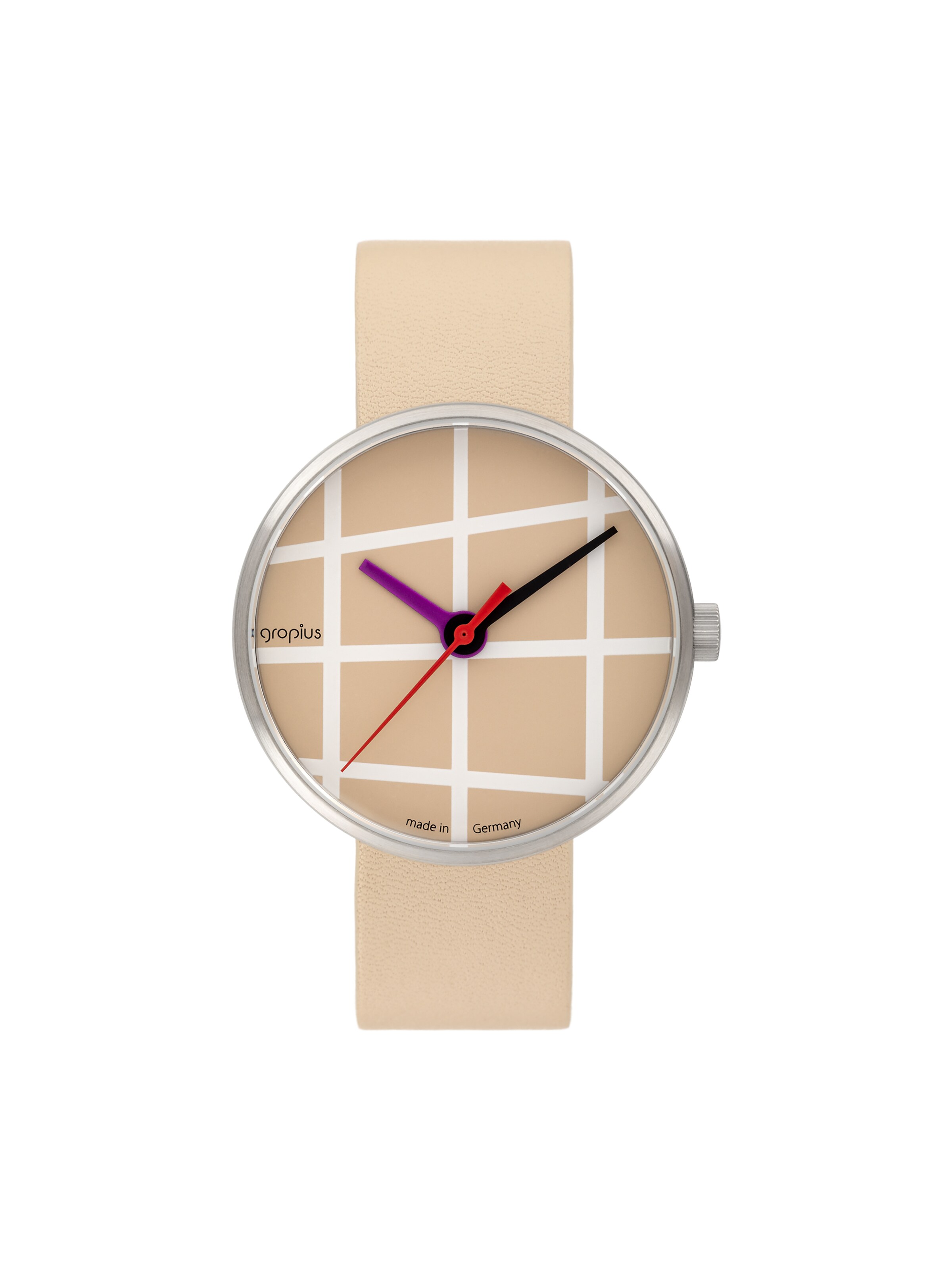 WALTER GROPIUS Analog Watch 'WINDOW' in Beige: front