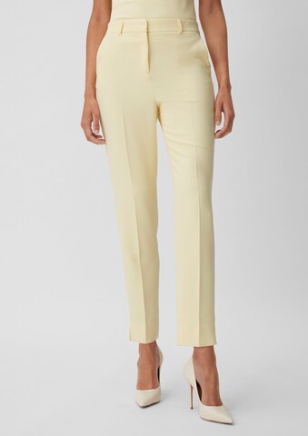 COMMA Regular Pleat-Front Pants in Yellow: front