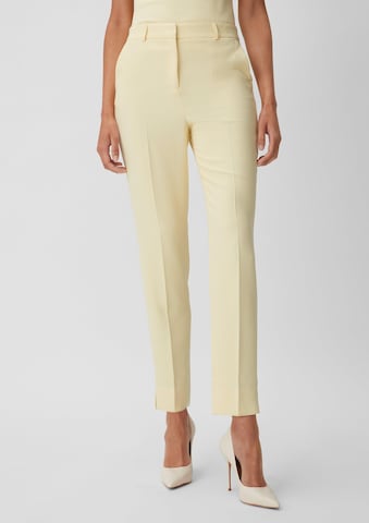 COMMA Regular Pleat-Front Pants in Yellow: front