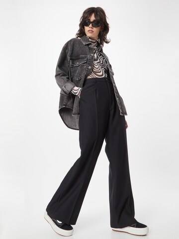 TOM TAILOR DENIM Wide leg Trousers with creases in Black