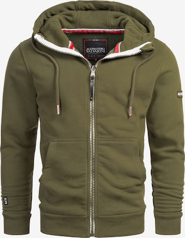 Alessandro Salvarini Sweatjacke in Grün: predná strana