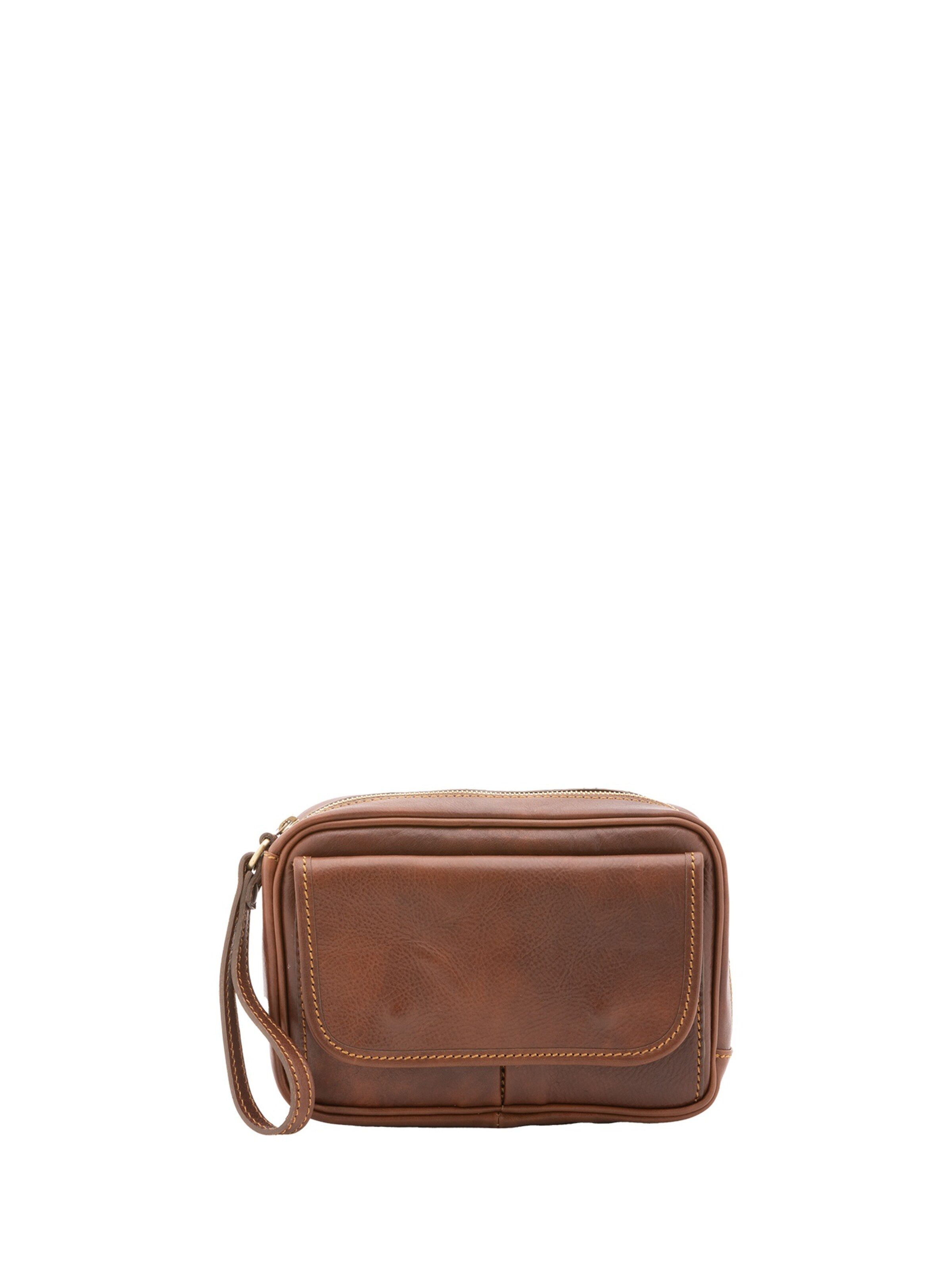 Pochette 'Pochette Vera Pelle Alessia Firenze - Manico e Zip Made in Italy' di Alessia Firenze in marrone: frontale