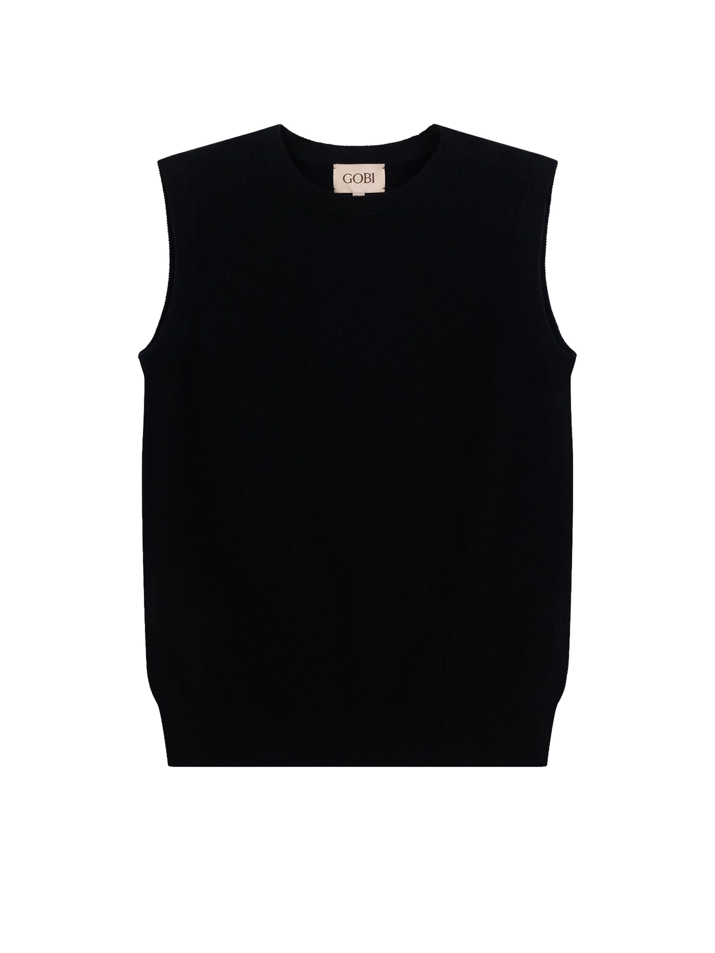 GOBI Cashmere - Chaleco de punto 'Women's Timeless Cashmere Crewneck Vest' en negro: frente