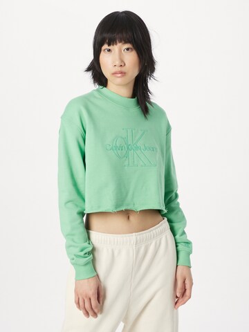 Calvin Klein Jeans Sweatshirt in Groen: voorkant