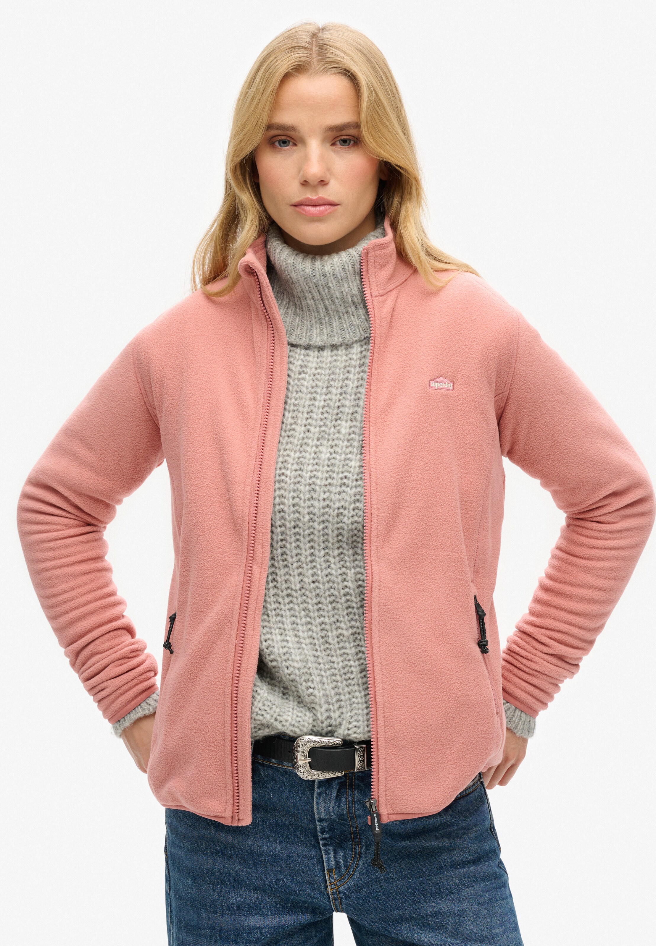 Superdry Fleece jas in Roze: voorkant