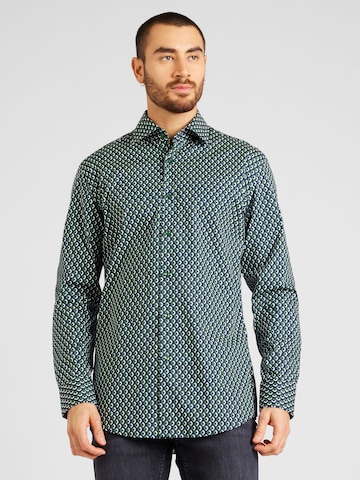 BOSS Black Regular fit Button Up Shirt 'HANK' in Green: front