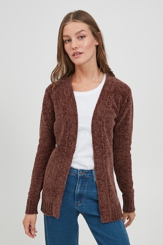 Oxmo Gebreid vest 'Elisabet Knit' in Bruin: voorkant