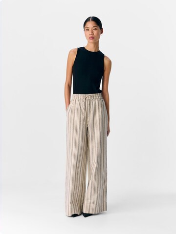 OBJECT Wide leg Trousers 'OBJViggo' in Beige