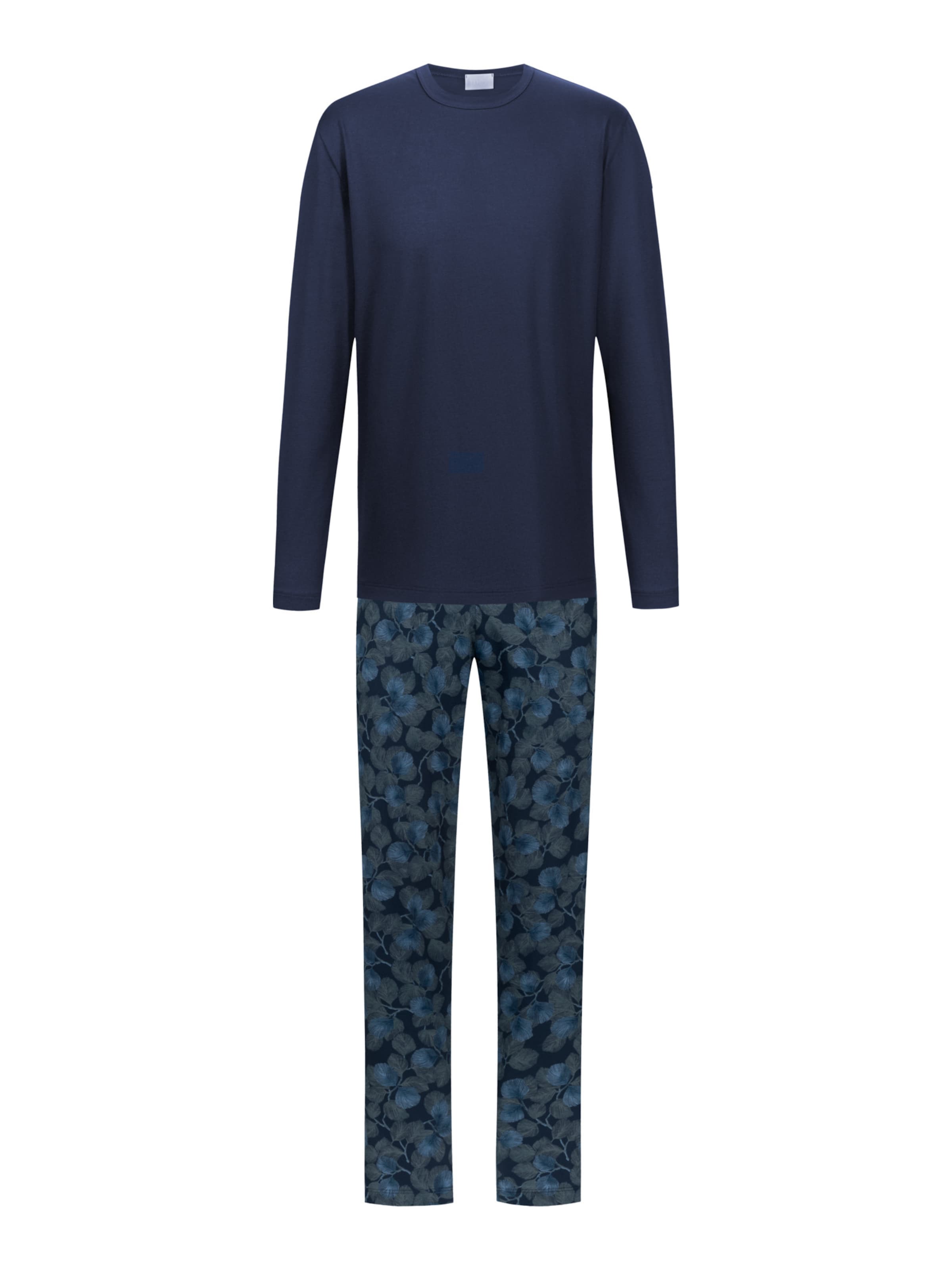 Mey Pyjama 'Dark Leaves' in Blau: Vorderseite