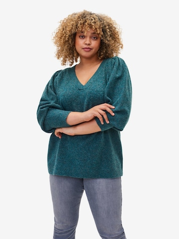 Zizzi Sweater 'GREENY' in Green: front