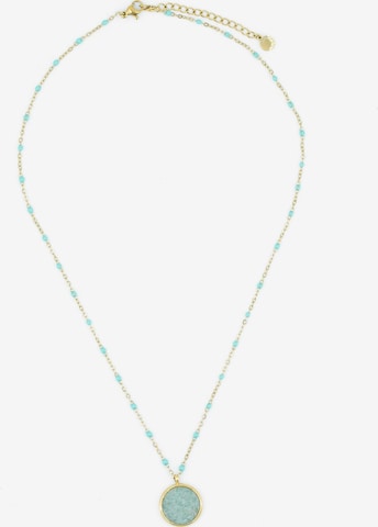 Sergio Engel Necklace 'Beach Kette 03 Vergoldete farbig akzentuierte Edelstahlkette mit Natursteinanhänger' in Green: front
