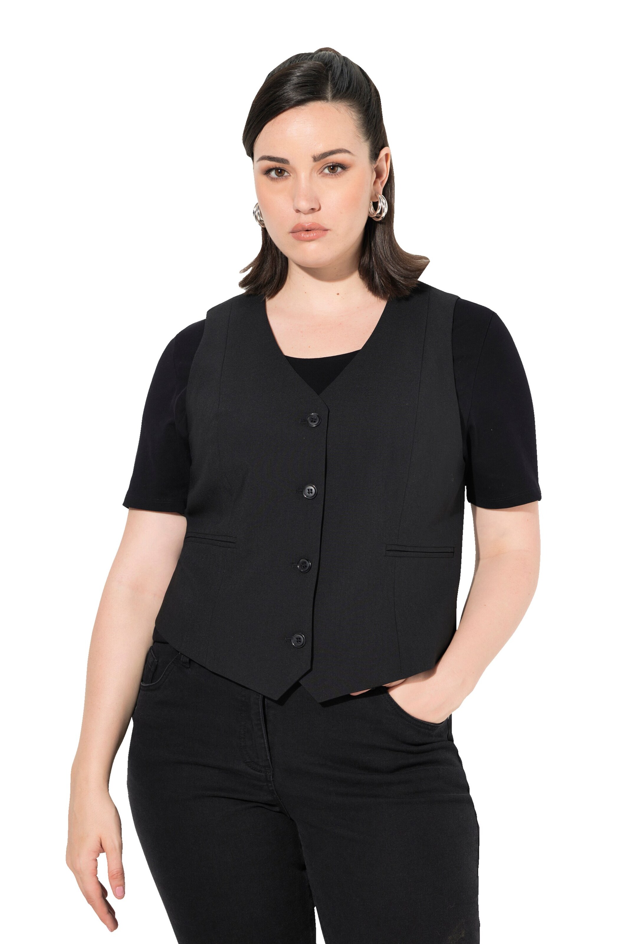 Ulla Popken Weste in Schwarz: Vorderseite