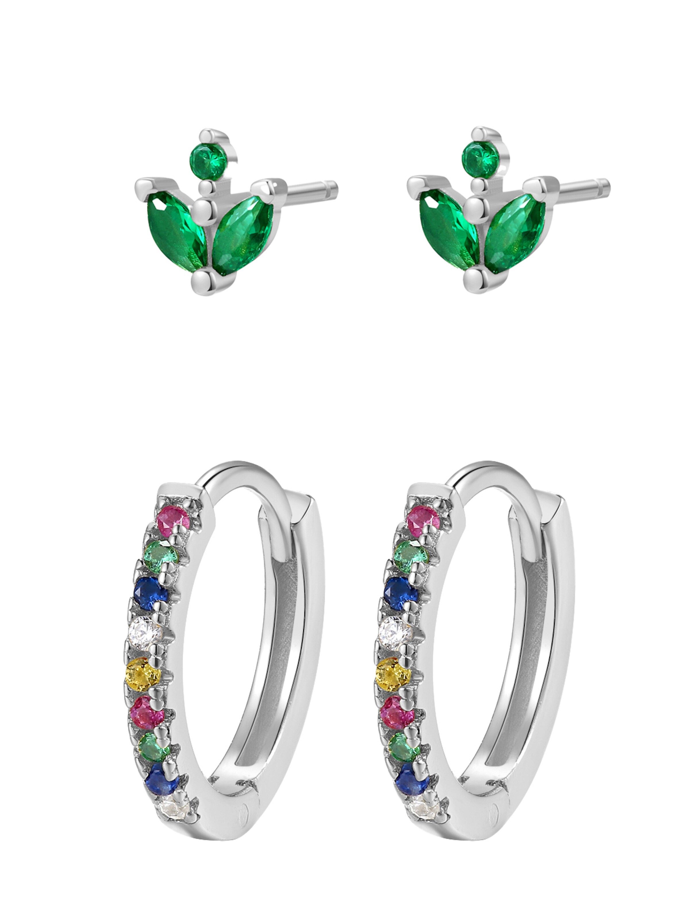 Orecchini 'Rainbow' di Hey Happiness in argento: frontale