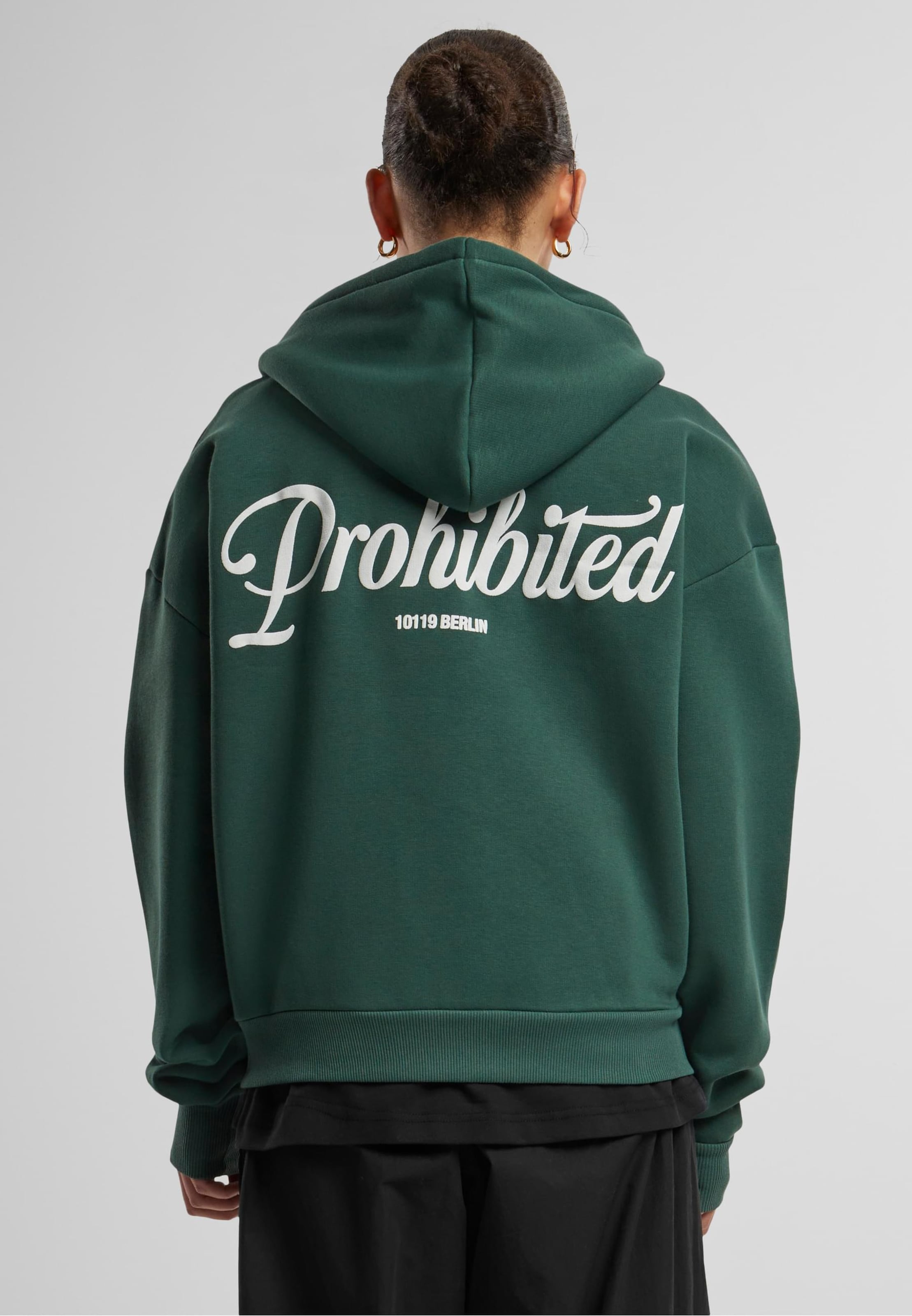Prohibited Zip Up Hoodie in Emerald Dark Green ABOUT YOU