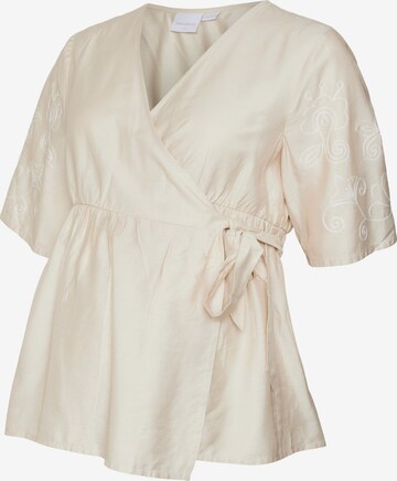 MAMALICIOUS Blouse 'NANAZ TESS' in Beige: voorkant