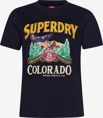 Superdry T-Shirt 'Travel Souvenir' in marine / braun / gelb / grün / lila / rot, Produktansicht