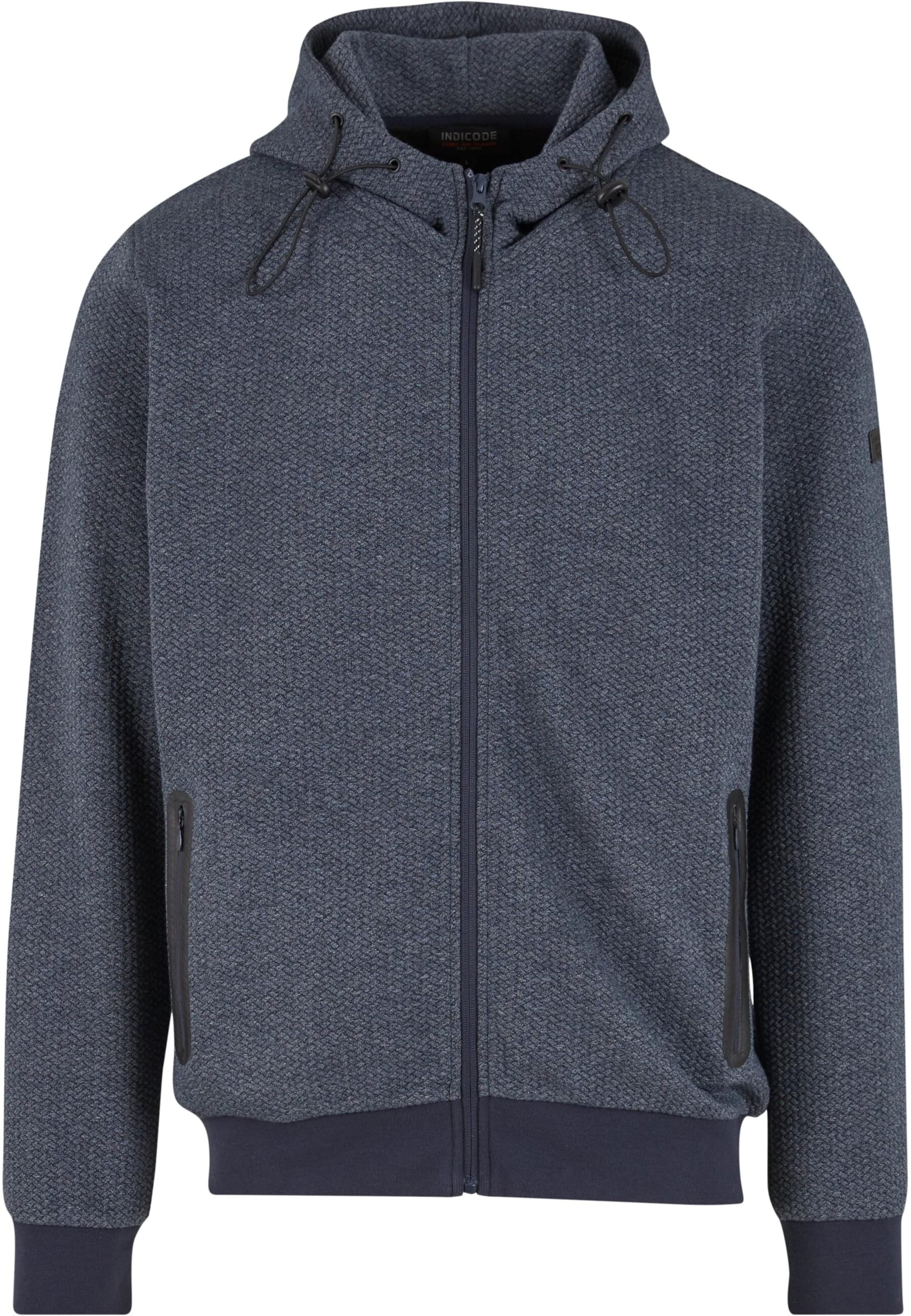 INDICODE JEANS Sweat jacket 'INSting' in Blue: front