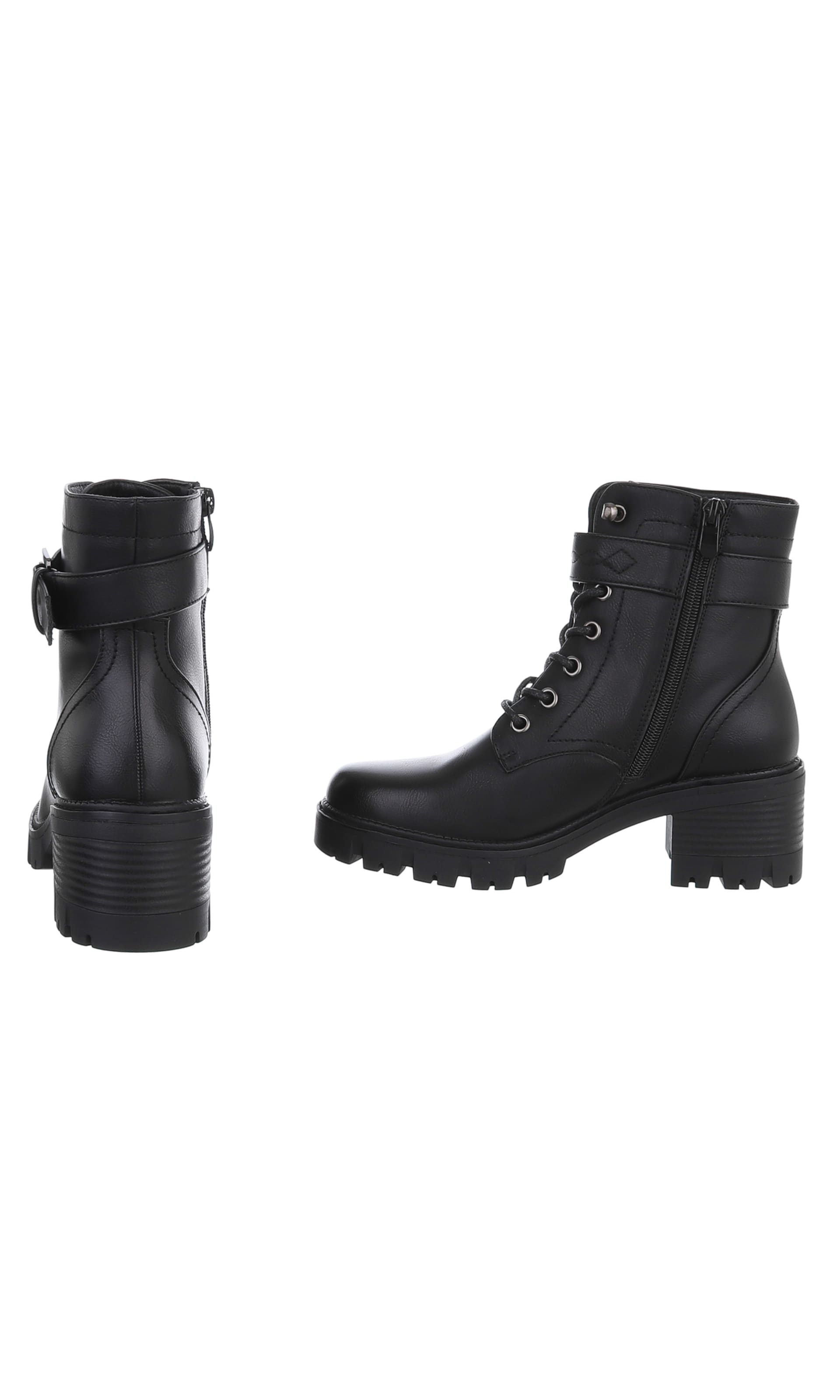 Ital-Design Schnürstiefelette in Schwarz