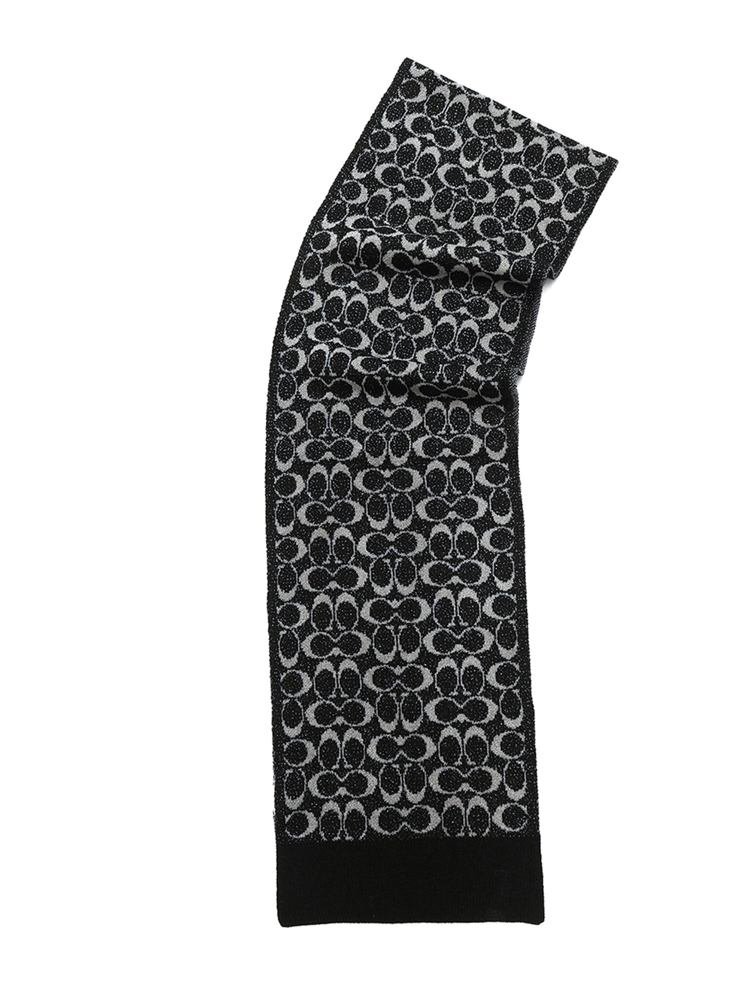 melns COACH Šalle 'METALLIC SIGNATURE C SCARF'