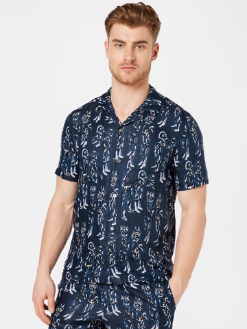 WOOD WOOD Slim fit Button Up Shirt 'Brandon' in Blue: front