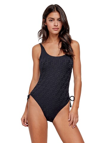 Gisela T-shirt Swimsuit in Black: front