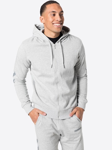 Hummel Athletic Zip-Up Hoodie 'LEGACY' in Grey: front