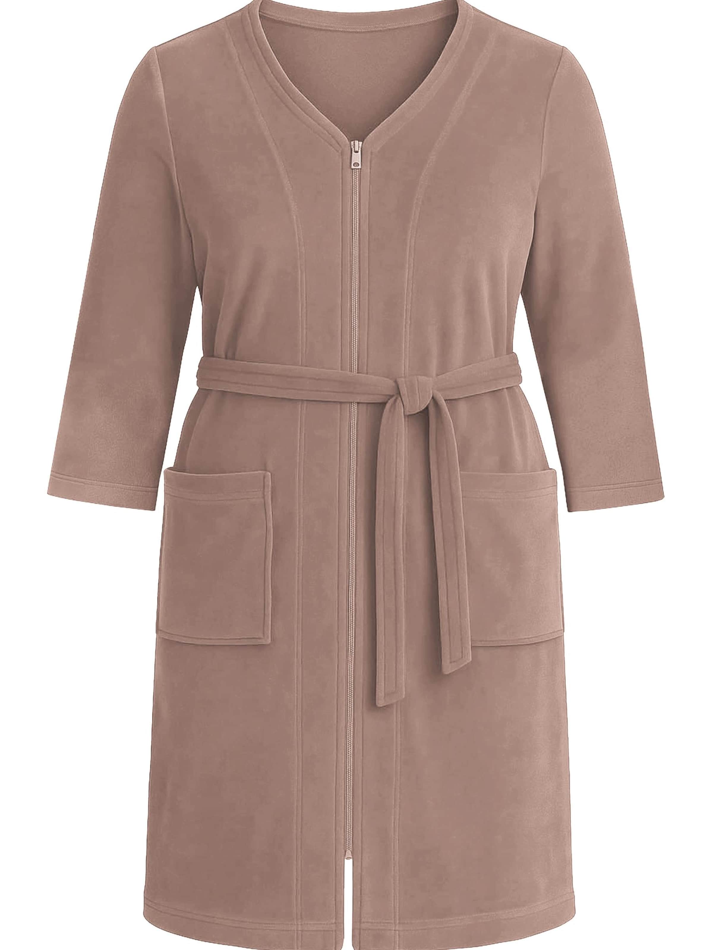 Vivisence Bathrobe long '5011' in Beige: front