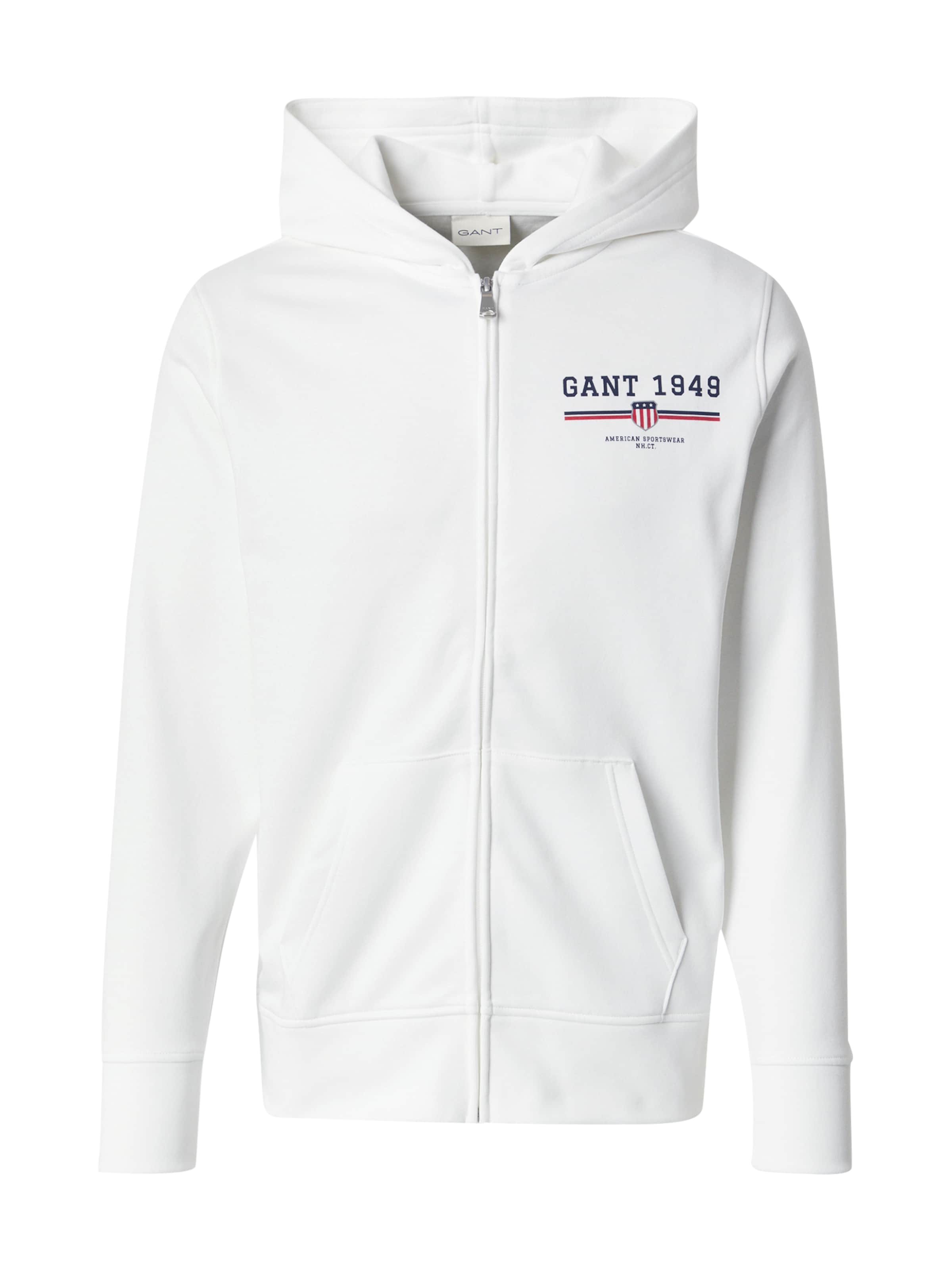 GANT Кофта на молнии в Белый: спереди
